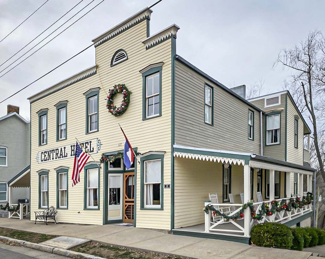 A two-story building with a sign reading "Central Hotel".