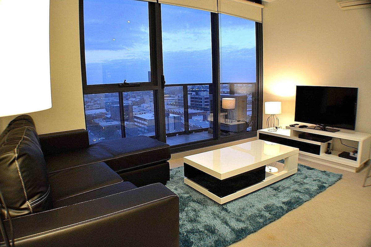 Flat-screen TV, DVD player