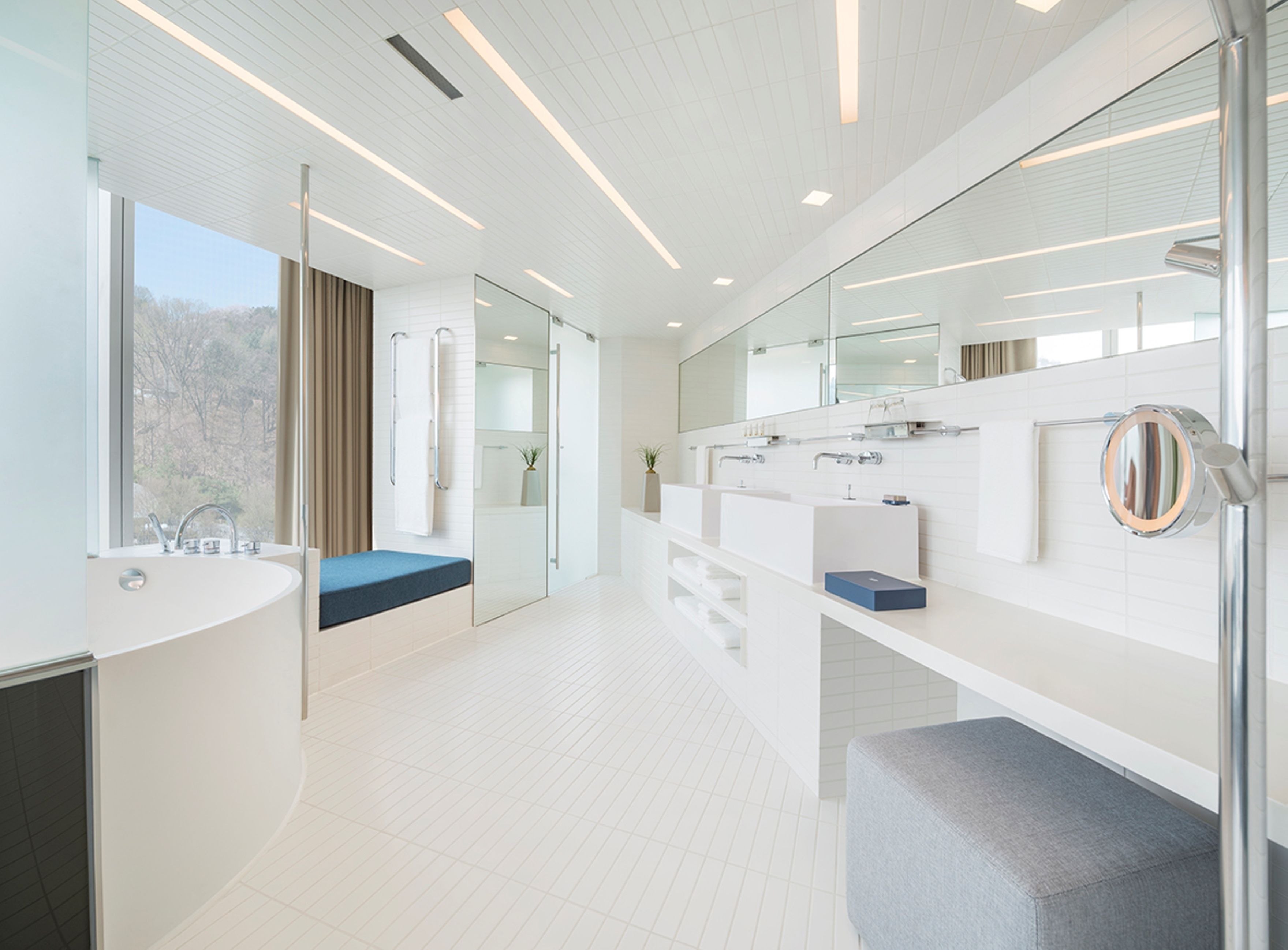 separate bathtub and shower, rainfall showerhead, free toiletries