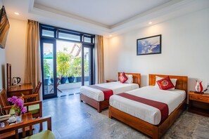 Deluxe Twin Room, Balcony, Pool View | Premium bedding, minibar, in-room safe, desk