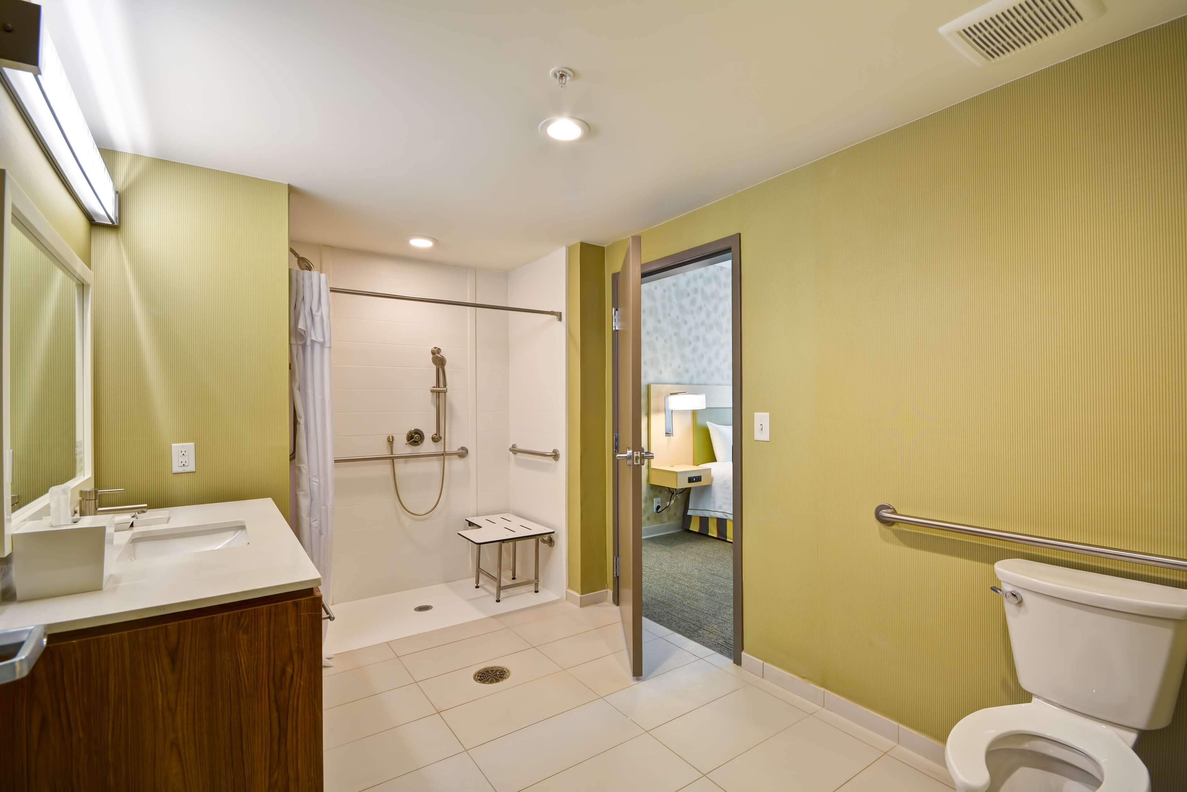premium room, 1 king bed, accessible (mobility & hearing, roll-in shower) | bathroom shower