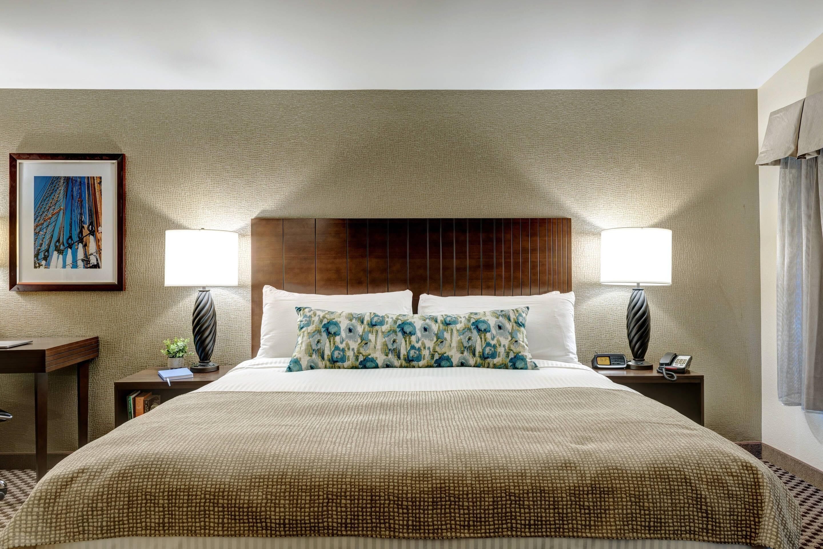 suite, 1 king bed with sofa bed, non smoking | premium bedding, desk, blackout curtains, iron/ironing board