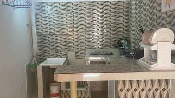 Triple Room, 1 Bedroom | Private kitchen | Fridge, microwave, cookware/dishes/utensils