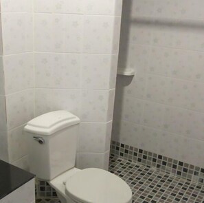 Shower, free toiletries, towels