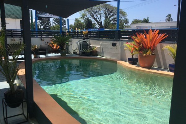 Outdoor pool, open 9:00 AM to 8:00 PM, sun loungers