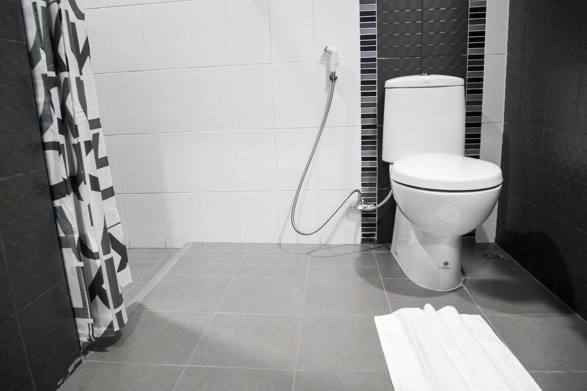 shower, free toiletries, hair dryer, slippers