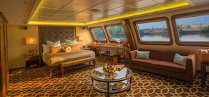 Junior Suite, River View | Premium bedding, minibar, in-room safe, desk
