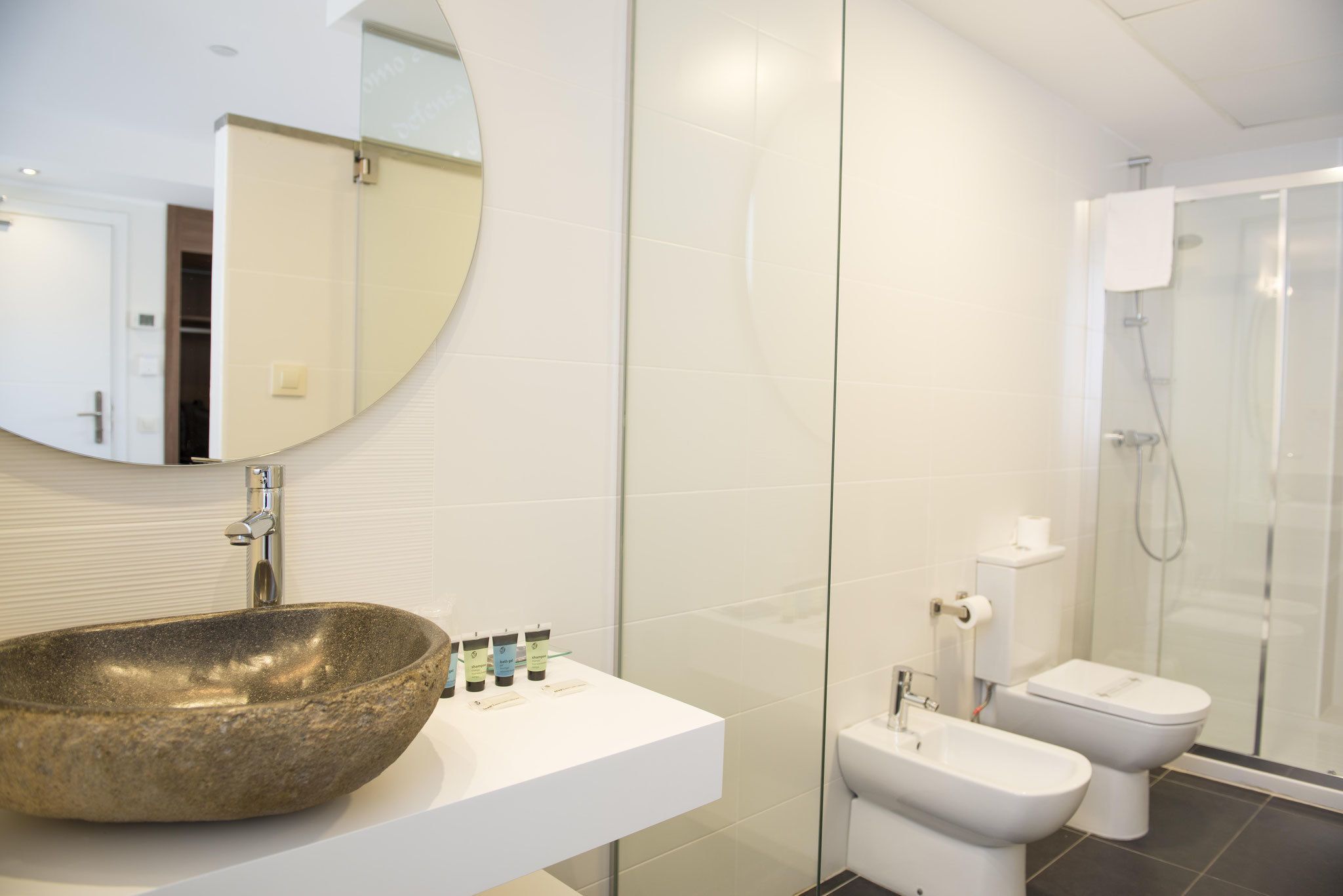 free toiletries, hair dryer, towels