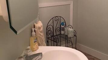 House, 3 Bedrooms, 2 Bathrooms (The Blue House Ironwood, MI) | Bathroom | Combined shower/bathtub, free toiletries, hair dryer, towels