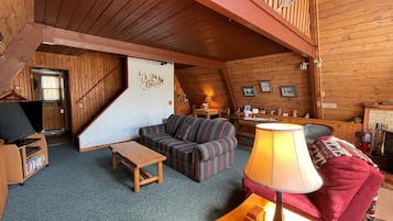 Chalet, 2 Bedrooms, Hot Tub (Mittenwald Big Powderhorn) | Living area | Flat-screen TV, fireplace