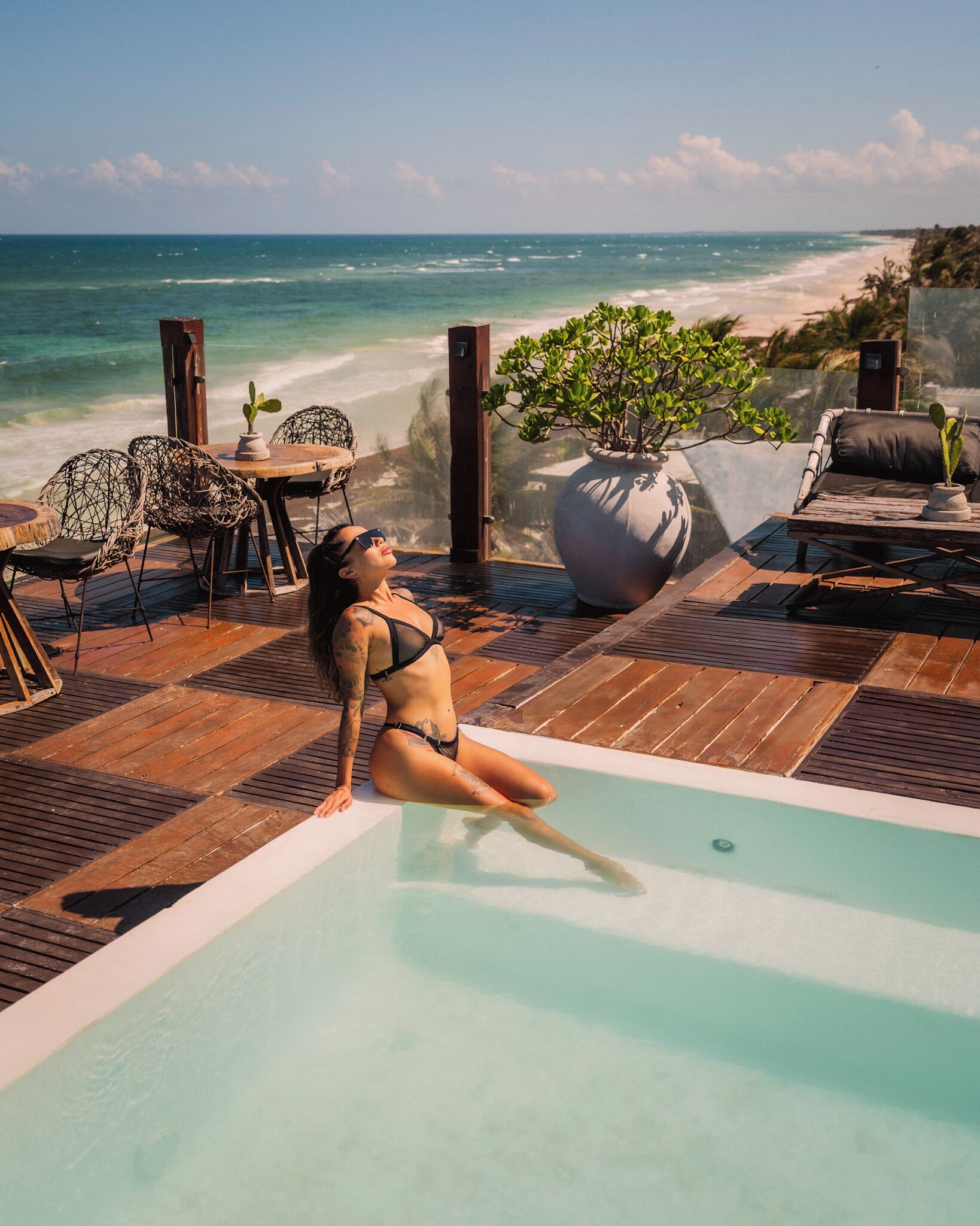 2 outdoor pools, open 11:00 AM to 10:00 PM, free cabanas, sun loungers
