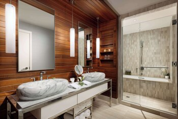 Shower, designer toiletries, hair dryer, bathrobes at Hotel Seville Nomad, in the Unbound Collection by Hyatt