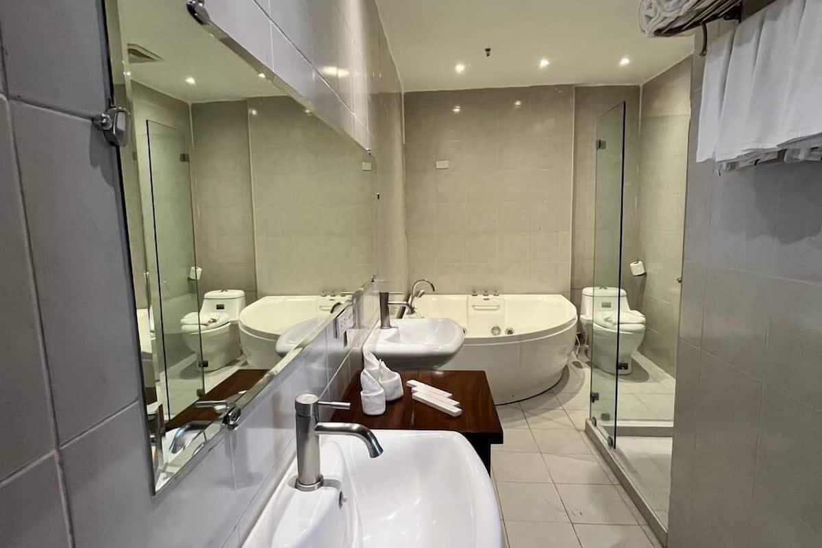 botanical suite with jacuzzi | bathroom | shower, rainfall showerhead, free toiletries, hair dryer