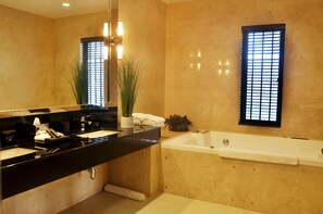 Club Suite, 1 Bedroom, Balcony, Beach View | Bathroom | Combined shower/tub, jetted tub, free toiletries - Blue Water Club Suites (Wadduwa)