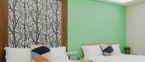 Habitació quàdruple estàndard, 2 llits dobles | Cortines opaques, habitacions insonoritzades i wifi gratuïta