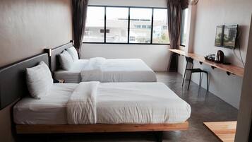 Desk, free WiFi, bed sheets