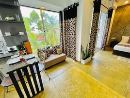 Estúdio premium, 1 quarto | 1 quarto, roupas de cama de algodão egípcio, roupas de cama premium
