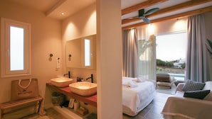 Deluxe Room (For 3) | Hypo-allergenic bedding available, down comforters, pillowtop beds - Kostantakis Winery & Residence (Milos)
