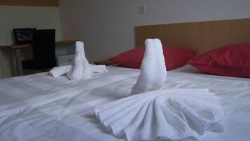 Desk, free WiFi, bed sheets