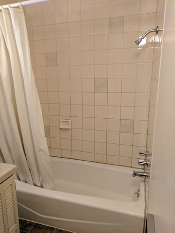Bathroom shower. Allen's Budget Motel