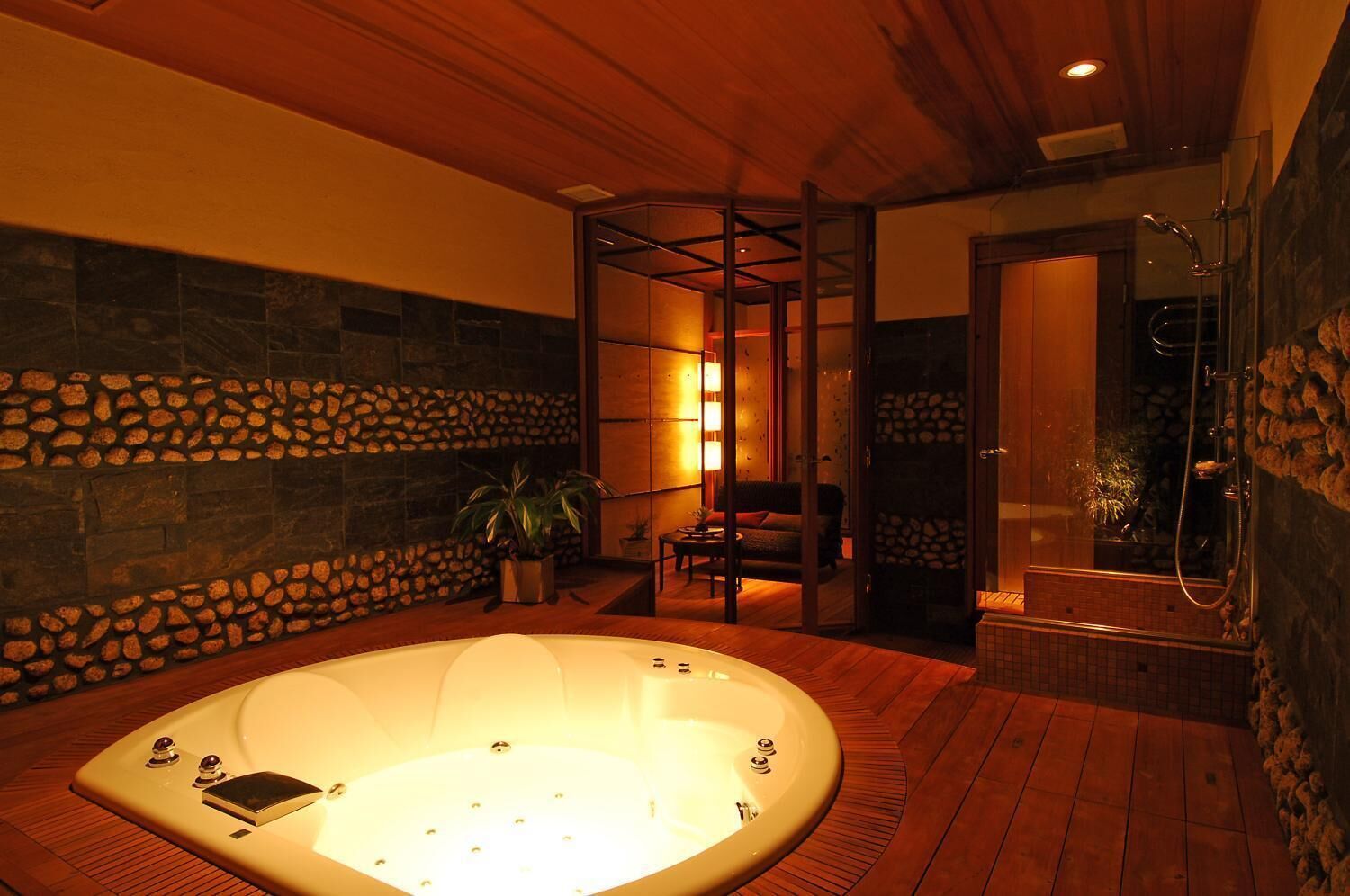 Shower, free toiletries, slippers, electronic bidet