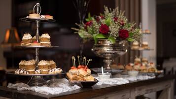 Indulge in a diverse selection of sweet and savory treats at our buffet.