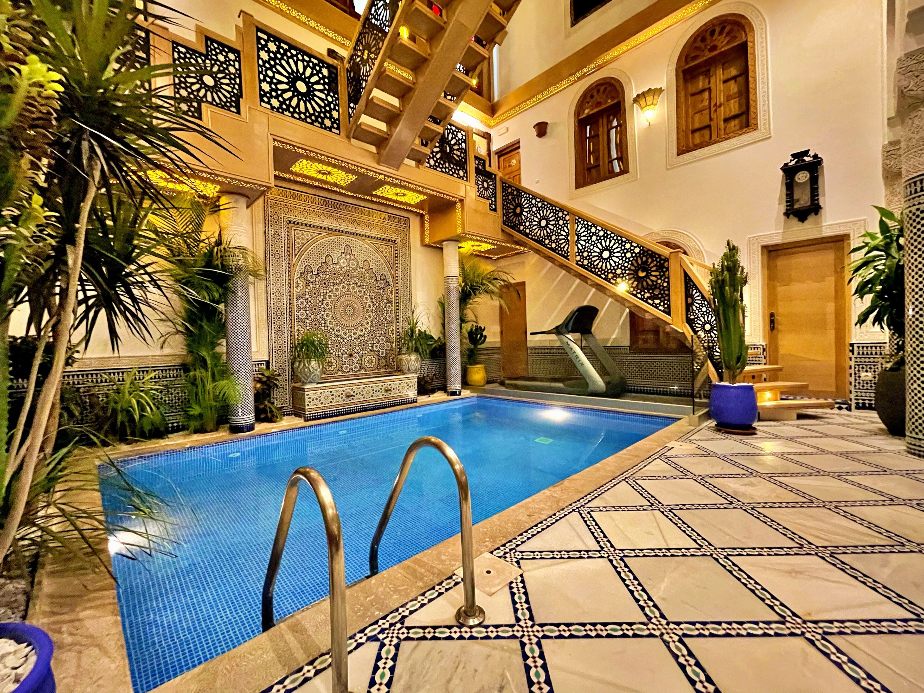 Indoor pool, sun loungers