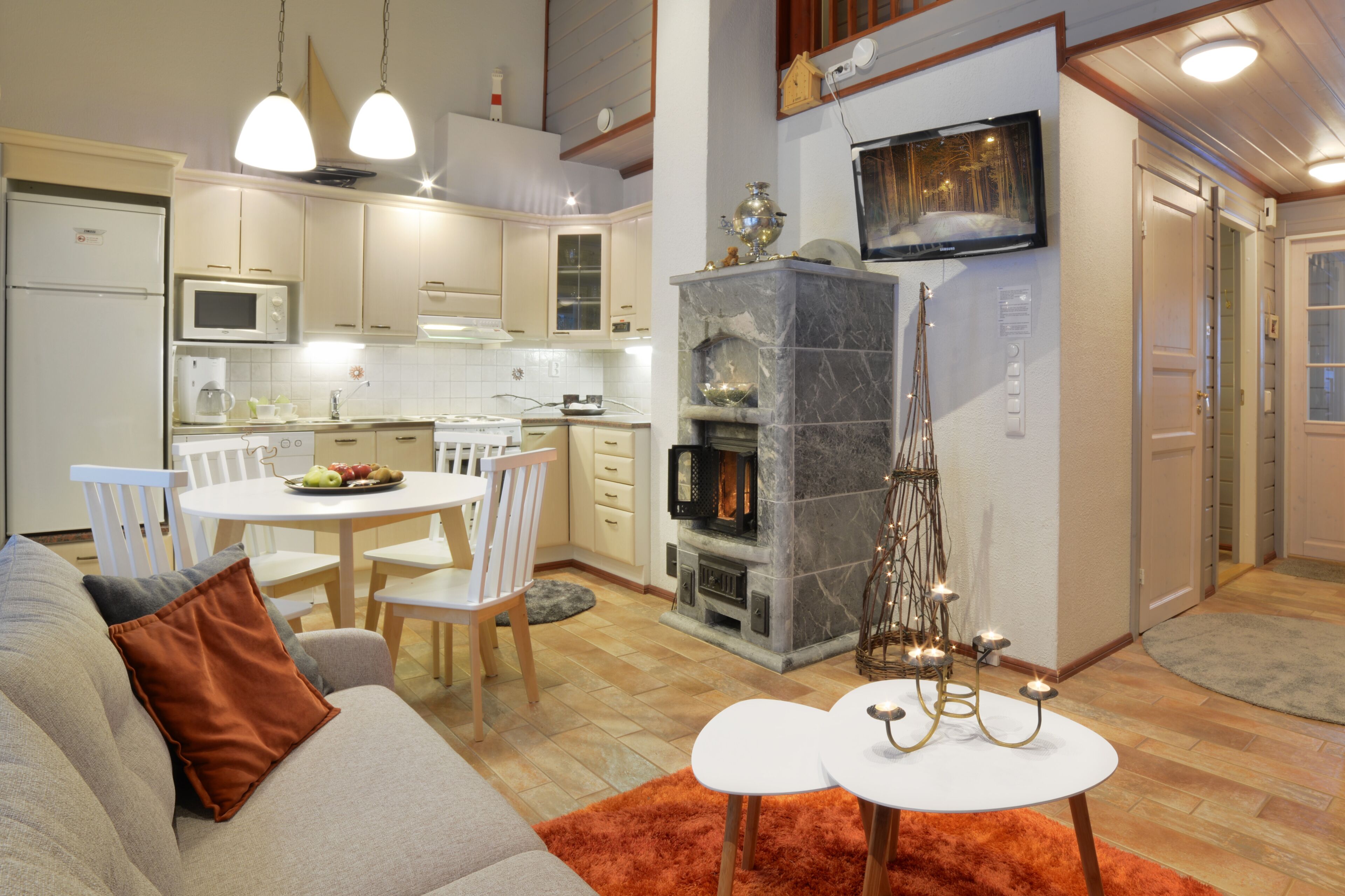 Superior Apartment 2, Sauna (Bed Linens Available for Extra Cost) | Private kitchenette | Full-size fridge, microwave, oven, stovetop