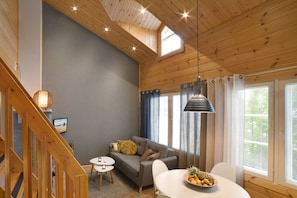 Superior Apartment 4, Sauna (Pets allowed - Bed Linens Available for Extra Cost) | リビング エリア | 48 インチの薄型テレビ (ケーブル放送視聴可)、テレビ、暖炉