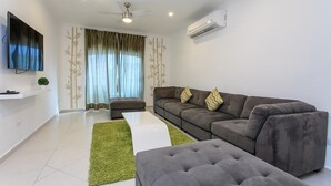 Apartment, Multiple Beds, City View (MAGIC, 3 Bedroom PH & Private Pool) | Living area | Flat-screen TV, DVD player - Magic by Playa Moments (Playa del Carmen)