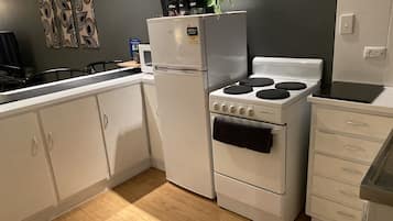 Appartement, 2 slaapkamers | Privékeuken | Een koelkast met diepvriezer, een microgolfoven, een oven, een kookplaat