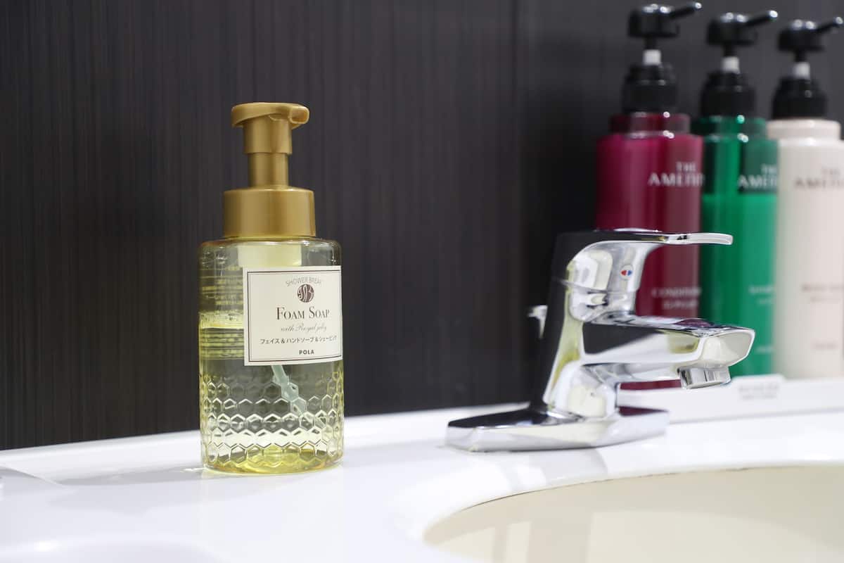 combined shower/bathtub, free toiletries, hair dryer, slippers