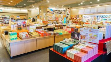 A bookstore with various books and magazines on display.
