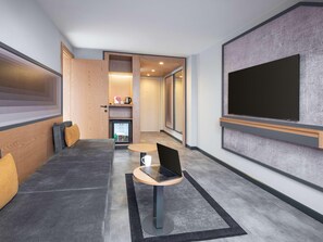 40-inch flat-screen TV with satellite channels, TV