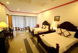 Quadruple Bungalow, Beachfront | Minibar, in-room safe, desk, blackout curtains