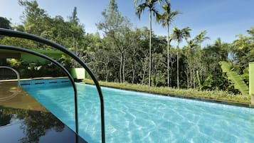 Outdoor pool, sun loungers