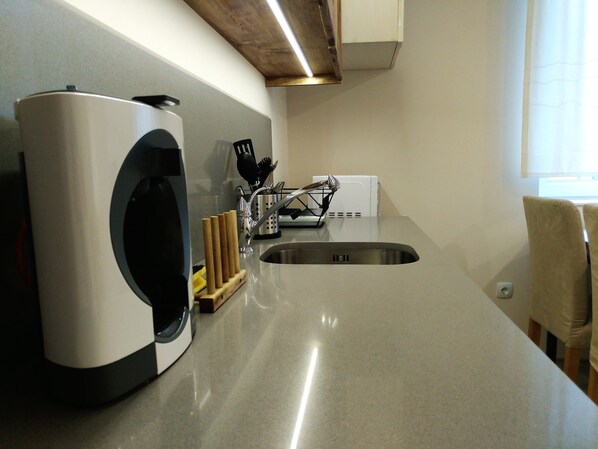 Design Apartment, 1 Bedroom | Private kitchen | Fridge, oven, stovetop, dishwasher