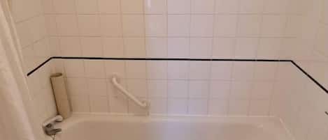 Une salle de bain avec une baignoire, des toilettes et un lavabo.