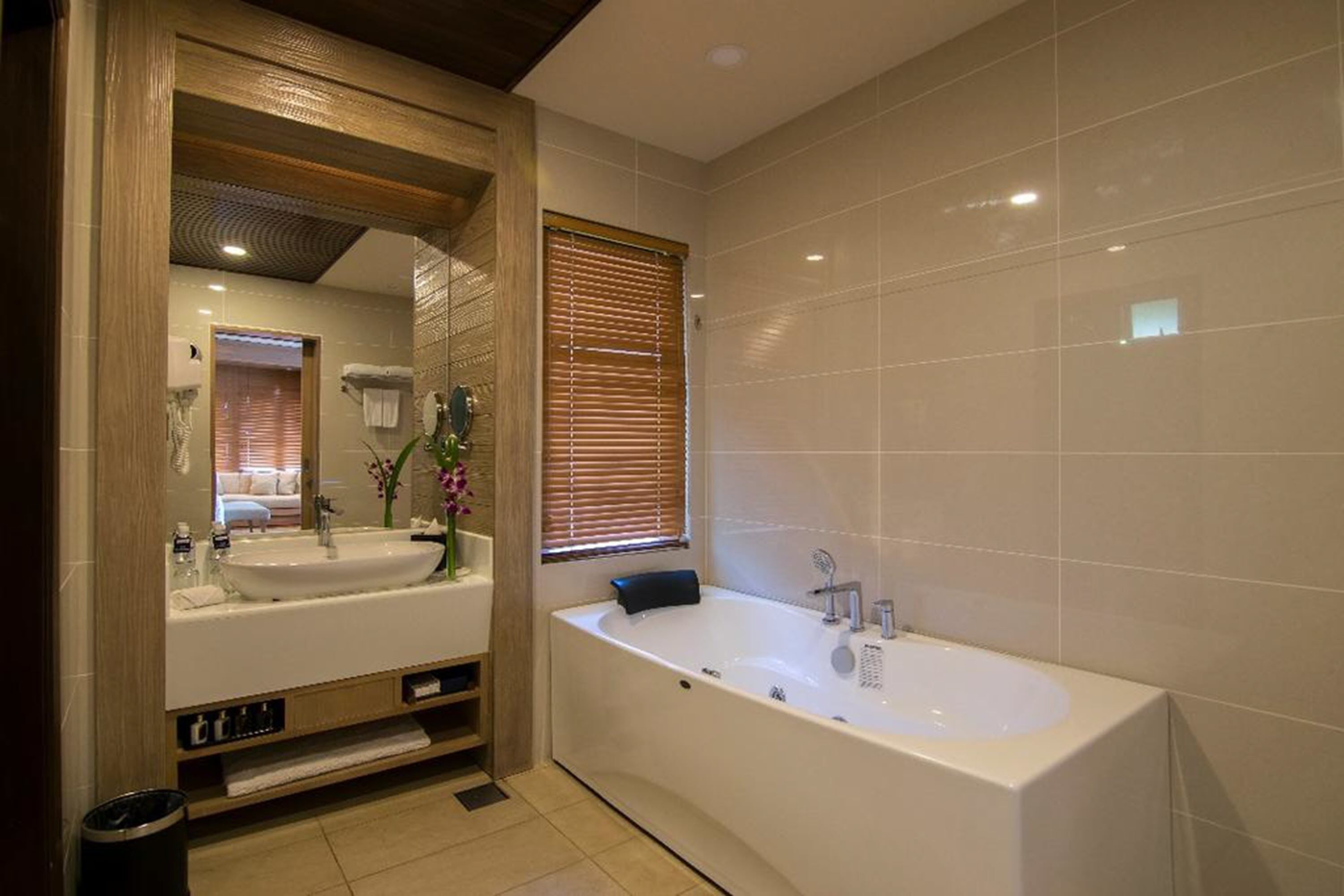 family villa | bathroom | shower, rainfall showerhead, designer toiletries, hair dryer