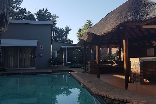 Outdoor pool, pool umbrellas