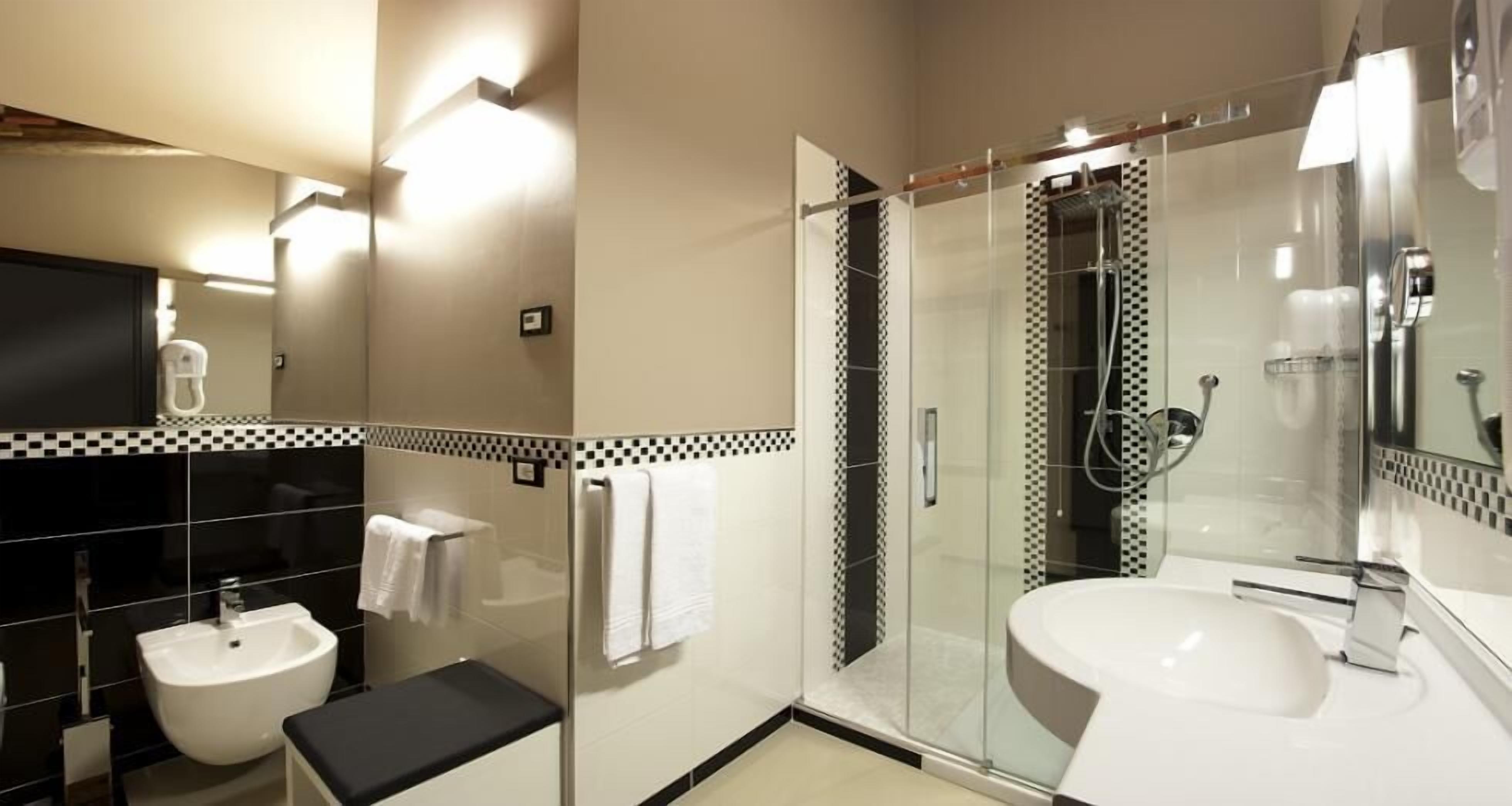 shower, free toiletries, hair dryer, bathrobes