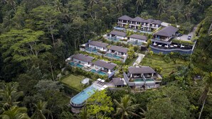 A resort with multiple villas, each with a private pool, surrounded by dense tropical vegetation. - Samsara Ubud (Payangan)
