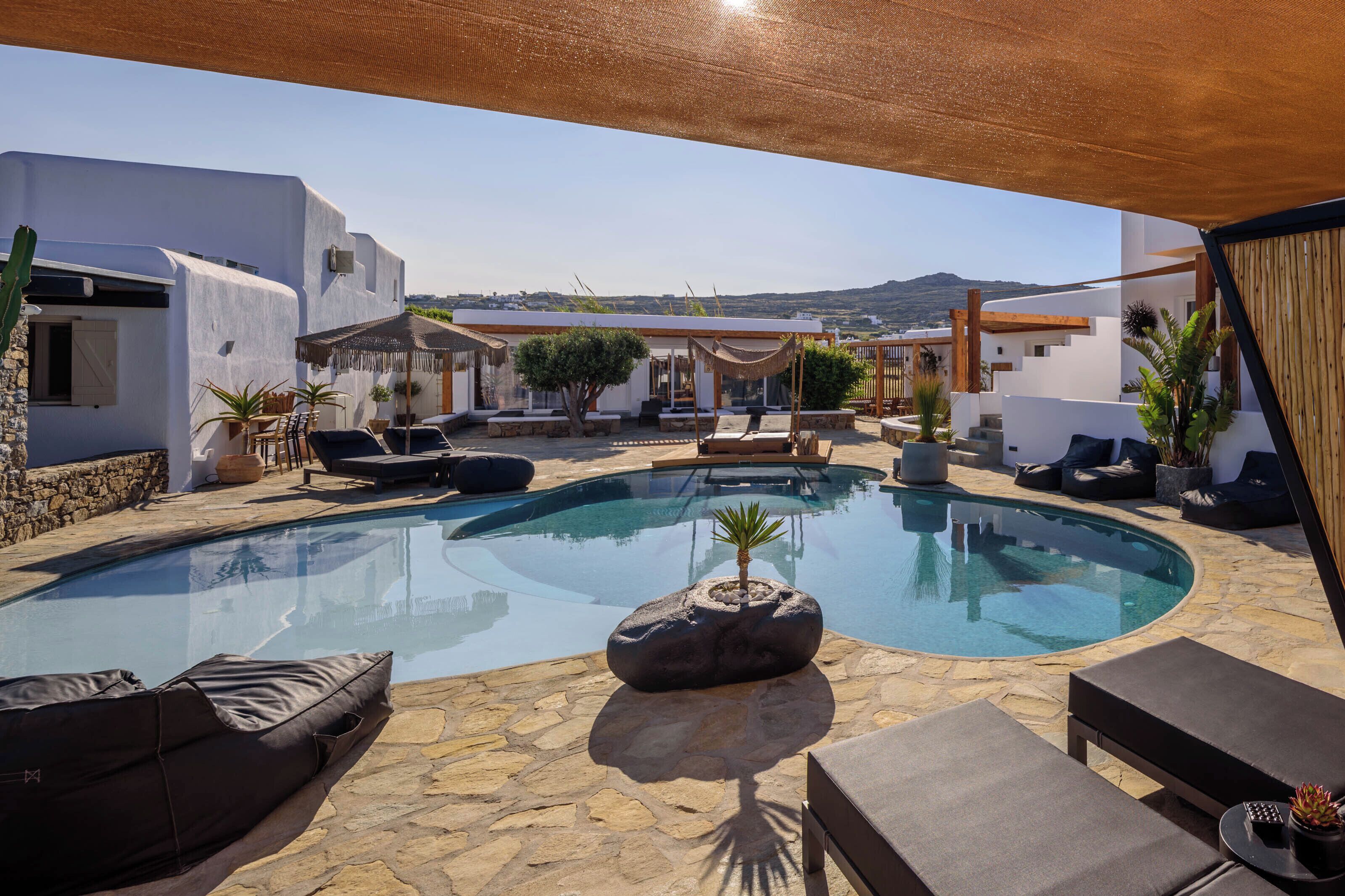 Outdoor pool, sun loungers