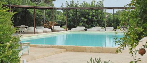 Outdoor pool, pool loungers