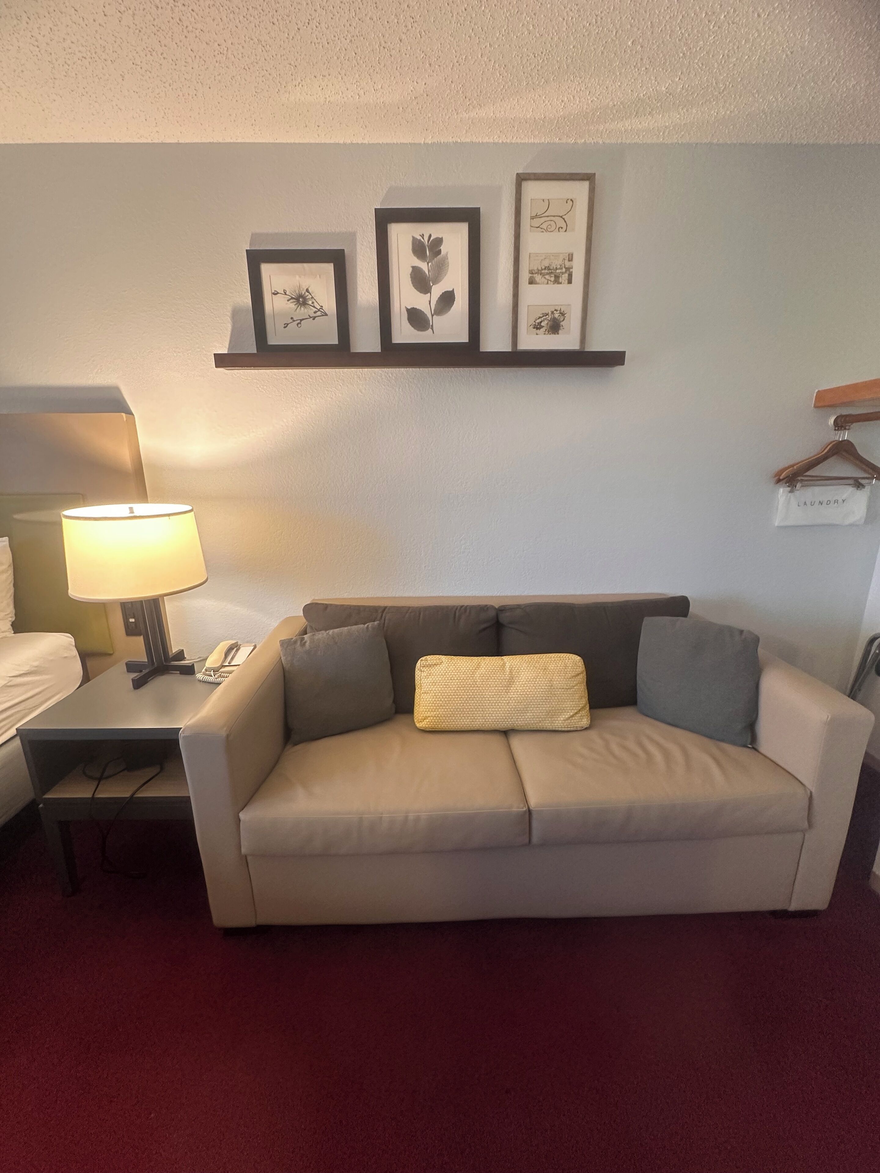 Room, 1 Queen Bed with Sofa bed (One Queen Handicap Accessible) | Blackout drapes, soundproofing, iron/ironing board, free WiFi