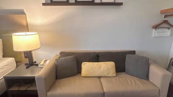 Room, 1 Queen Bed with Sofa bed (One Queen Handicap Accessible) | Blackout drapes, soundproofing, iron/ironing board, free WiFi