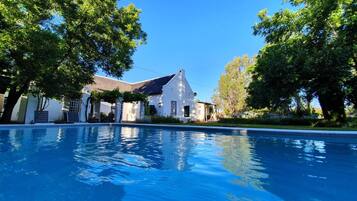 Outdoor pool, pool loungers