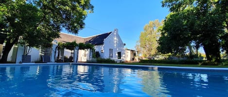 Outdoor pool, sun loungers