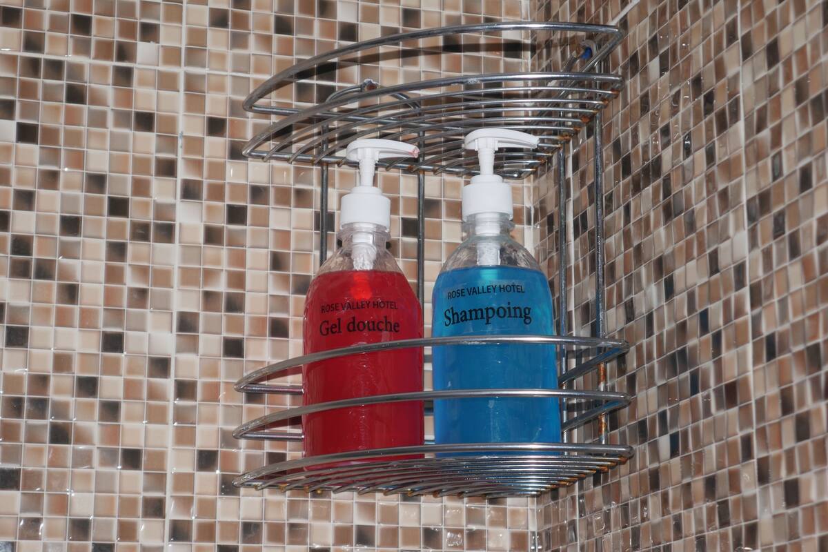 double or twin room | bathroom | shower, rainfall showerhead, free toiletries, towels