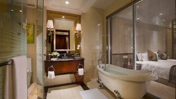 Shower, free toiletries, hair dryer, slippers